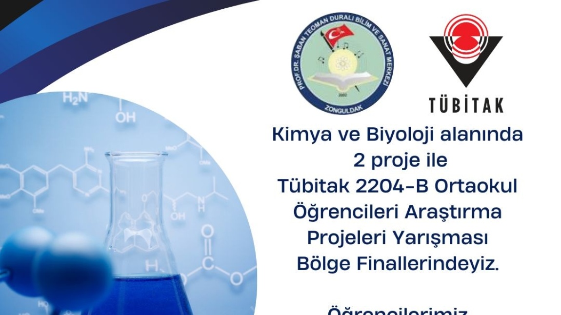 TÜBİTAK 2204-B Ortaokul Öğrencileri Araştırma Projeleri Yarışması Ankara Bölge Finalindeyiz.